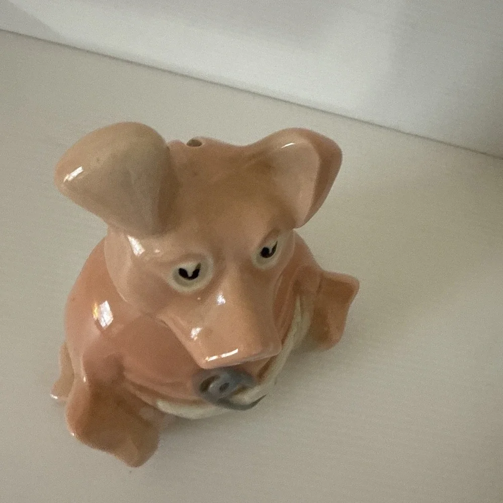 Vintage Nat West Porcelain Baby Piggy With Diaper Pin Bank Woody by Wade England